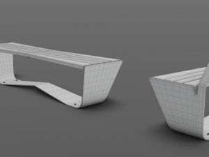 park modern bench karma wood and metal Modelo 3D