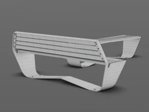 park modern bench karma wood and metal 3D Model