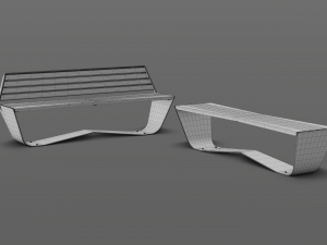 park modern bench karma wood and metal Modelo 3D