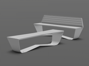 park modern bench karma wood and metal Modelo 3D