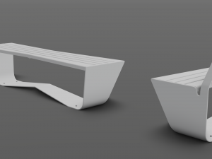 park modern bench karma wood and metal Modelo 3D