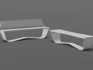 park modern bench karma wood and metal Modelo 3D