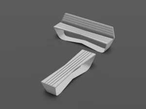 park modern bench karma wood and metal 3D Model