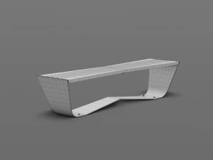 park modern bench karma wood and metal 3D Model