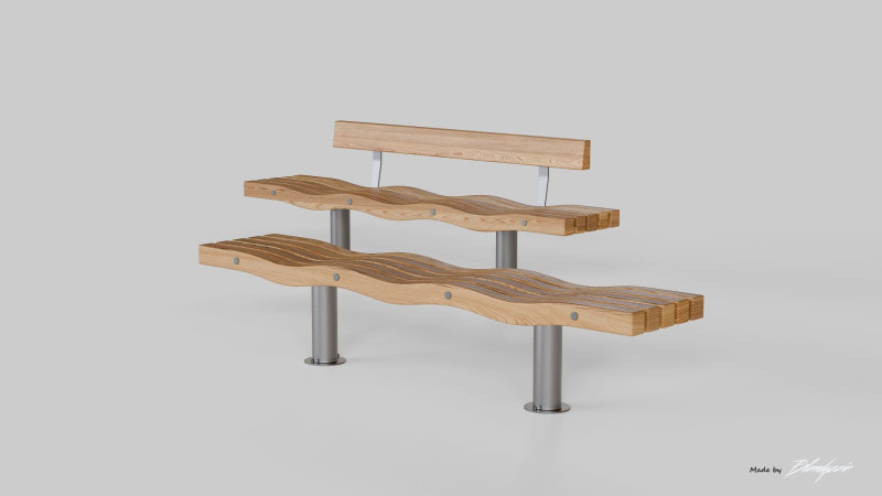 SERPENTINE FIVE SLAT BENCH AND SEAT Model 3D .c4d .max .obj .3ds .fbx .stl .blend 