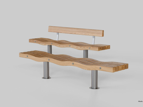 SERPENTINE FIVE SLAT BENCH AND SEAT 3D Model