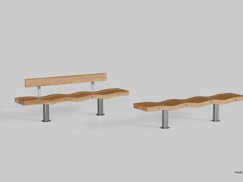 SERPENTINE FIVE SLAT BENCH AND SEAT Model 3D