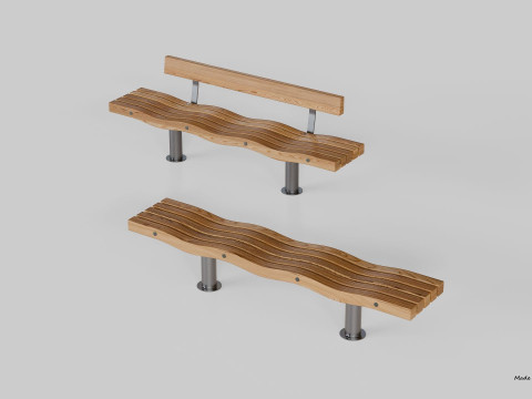 SERPENTINE FIVE SLAT BENCH AND SEAT Model 3D
