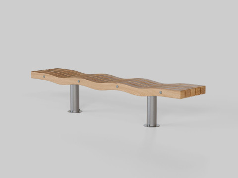 SERPENTINE FIVE SLAT BENCH AND SEAT Model 3D