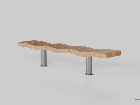 SERPENTINE FIVE SLAT BENCH AND SEAT Model 3D