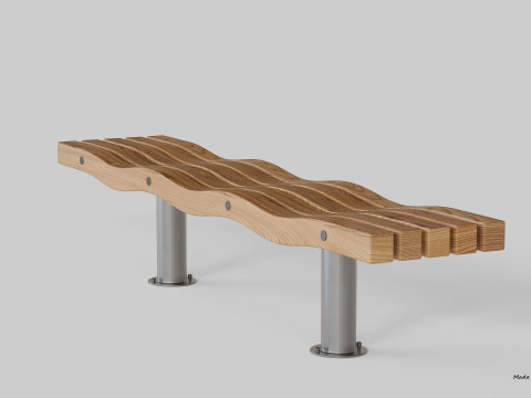 SERPENTINE FIVE SLAT BENCH AND SEAT Model 3D