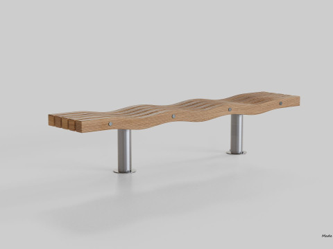 SERPENTINE FIVE SLAT BENCH AND SEAT Model 3D