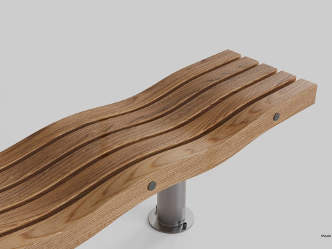 SERPENTINE FIVE SLAT BENCH AND SEAT Model 3D