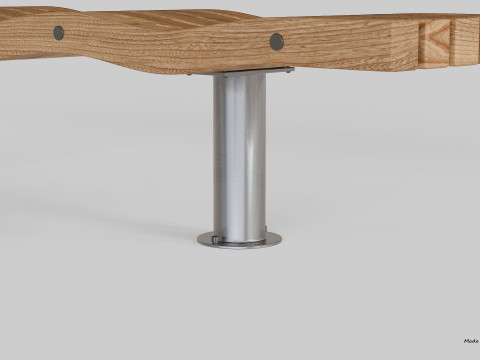SERPENTINE FIVE SLAT BENCH AND SEAT Model 3D