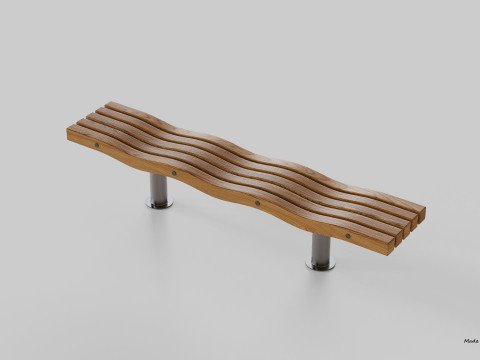 SERPENTINE FIVE SLAT BENCH AND SEAT Model 3D