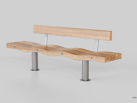 SERPENTINE FIVE SLAT BENCH AND SEAT Model 3D