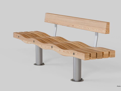 SERPENTINE FIVE SLAT BENCH AND SEAT Model 3D