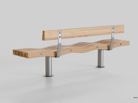 SERPENTINE FIVE SLAT BENCH AND SEAT Model 3D
