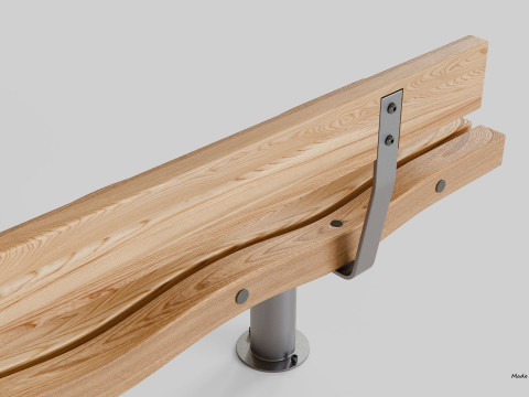 SERPENTINE FIVE SLAT BENCH AND SEAT Model 3D