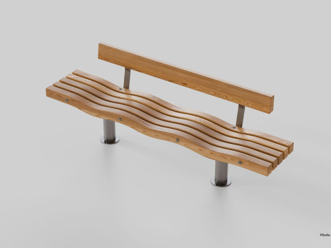 SERPENTINE FIVE SLAT BENCH AND SEAT Model 3D