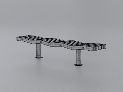 SERPENTINE FIVE SLAT BENCH AND SEAT Model 3D