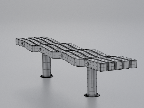 SERPENTINE FIVE SLAT BENCH AND SEAT Model 3D