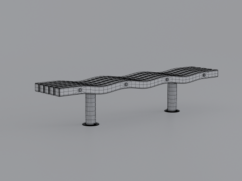 SERPENTINE FIVE SLAT BENCH AND SEAT Model 3D