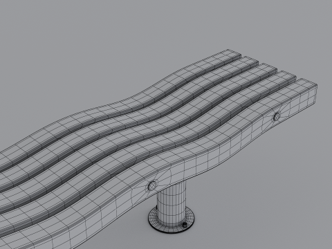 SERPENTINE FIVE SLAT BENCH AND SEAT Model 3D