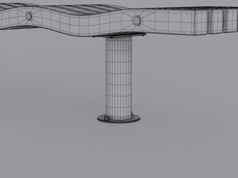 SERPENTINE FIVE SLAT BENCH AND SEAT Model 3D
