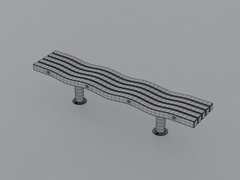 SERPENTINE FIVE SLAT BENCH AND SEAT Model 3D