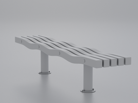 SERPENTINE FIVE SLAT BENCH AND SEAT Model 3D