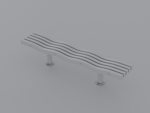 SERPENTINE FIVE SLAT BENCH AND SEAT Model 3D