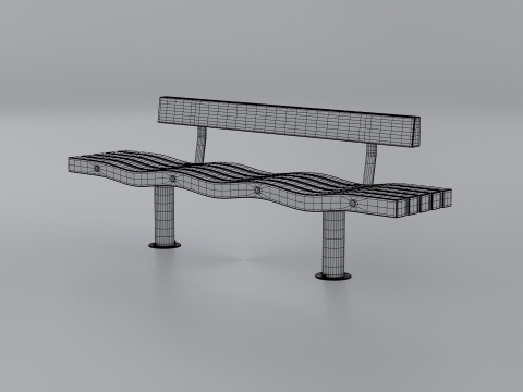 SERPENTINE FIVE SLAT BENCH AND SEAT Model 3D