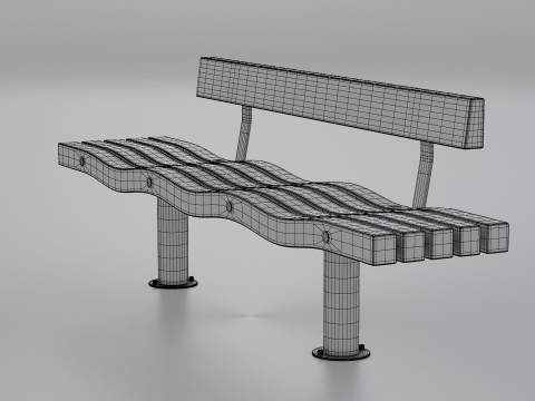 SERPENTINE FIVE SLAT BENCH AND SEAT Model 3D