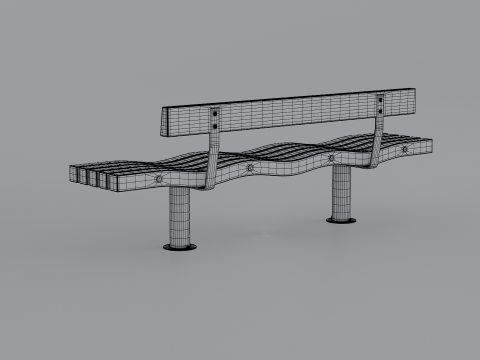 SERPENTINE FIVE SLAT BENCH AND SEAT Model 3D