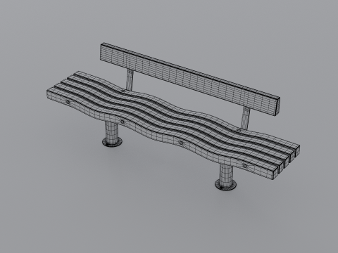 SERPENTINE FIVE SLAT BENCH AND SEAT Model 3D