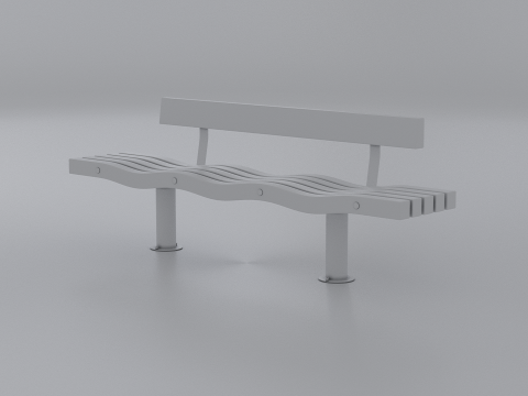 SERPENTINE FIVE SLAT BENCH AND SEAT Model 3D