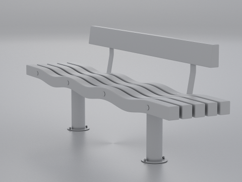 SERPENTINE FIVE SLAT BENCH AND SEAT Model 3D