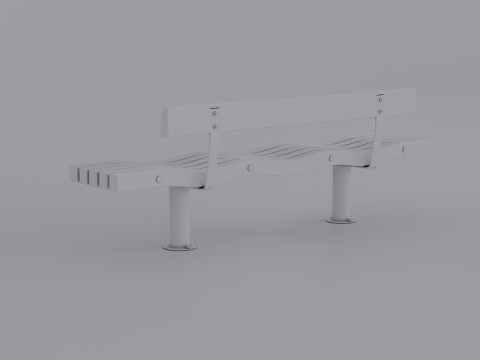 SERPENTINE FIVE SLAT BENCH AND SEAT Model 3D