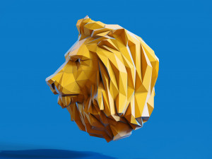 Low poly Lion Head Pendant Papercraft 3D print model 3D 프린트 모델