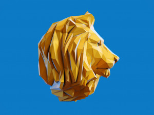 Low poly Lion Head Pendant Papercraft 3D print model 3D 프린트 모델