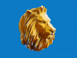 Low poly Lion Head Pendant Papercraft 3D print model 3D 프린트 모델