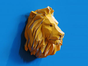 Low poly Lion Head Pendant Papercraft 3D print model 3D 프린트 모델