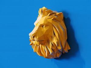 Low poly Lion Head Pendant Papercraft 3D print model 3D 프린트 모델
