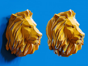 Low poly Lion Head Pendant Papercraft 3D print model 3D Print Model