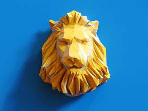 Low poly Lion Head Pendant Papercraft 3D print model 3D 프린트 모델