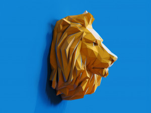 Low poly Lion Head Pendant Papercraft 3D print model 3D 프린트 모델