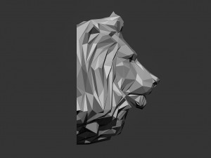 Low poly Lion Head Pendant Papercraft 3D print model 3D 프린트 모델