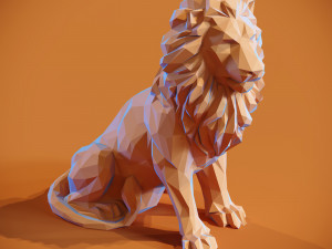 Low poly Lion Papercraft 3D print model 3D Print Model