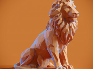 Low poly Lion Papercraft 3D print model 3D Print Model